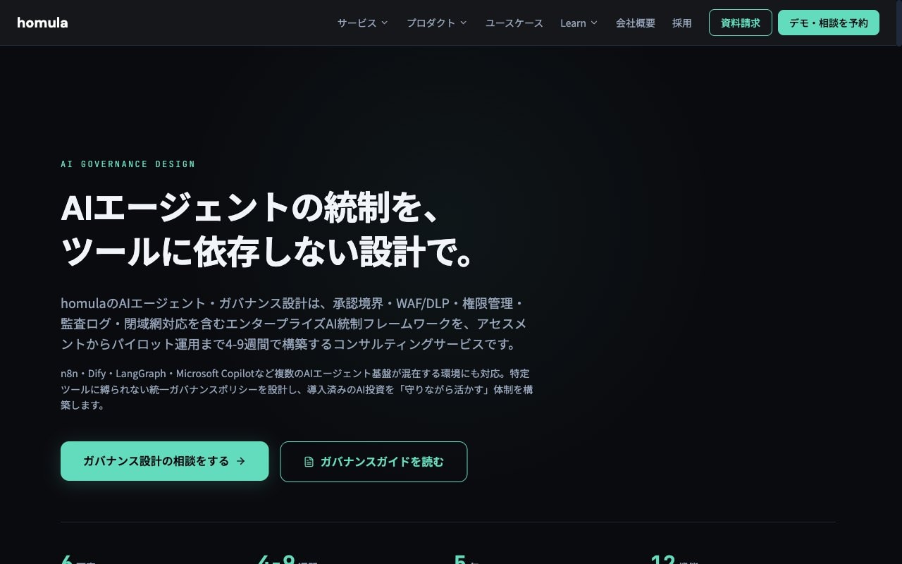 homula のAIエージェント・ガバナンス設計のページ