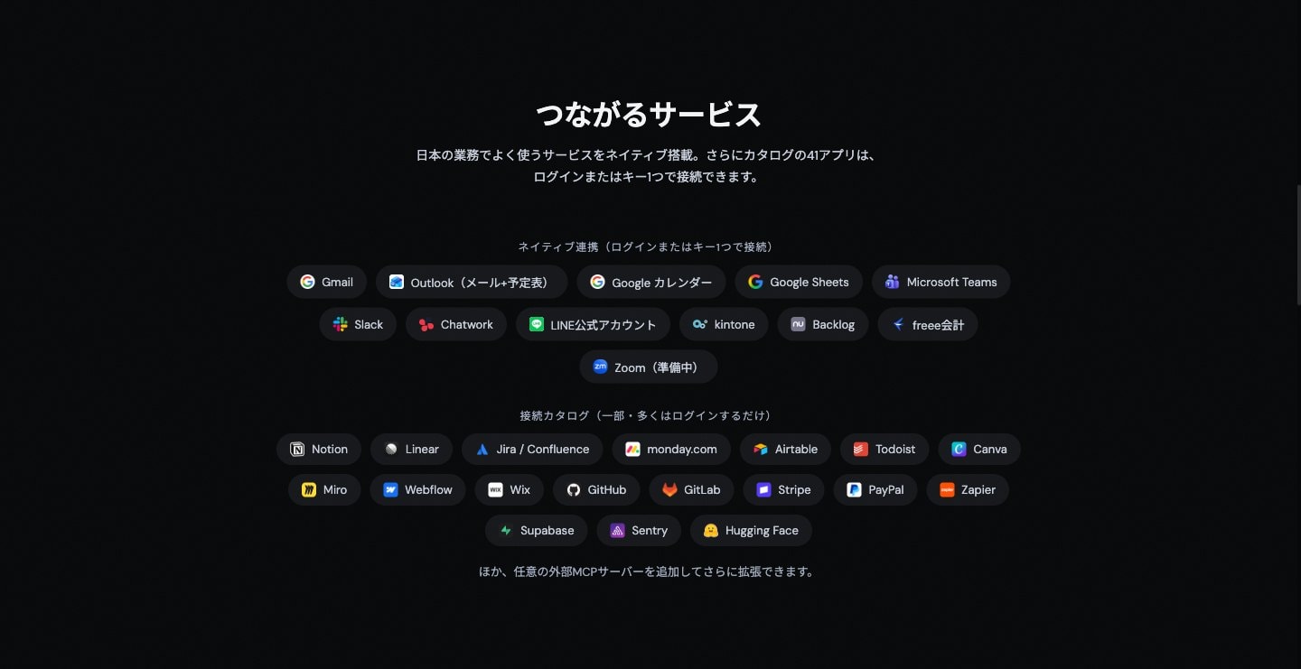 日本の業務で使うサービスとつながる